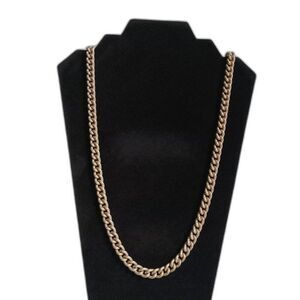 Gold Toned Lightweight Metal Textured Curb Link Chain Classic Pullover Necklace